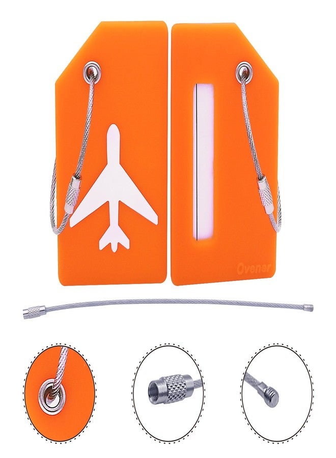 Ovener Silicone Luggage Tag with Name ID Card Perfect to Quickly Spot Luggage Suitcase (Plane 2Pcs Orange) - Image 4
